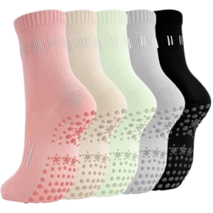 5 Pairs Pilates Socks Yoga Socks with Grips for Women Non Slip For Barre