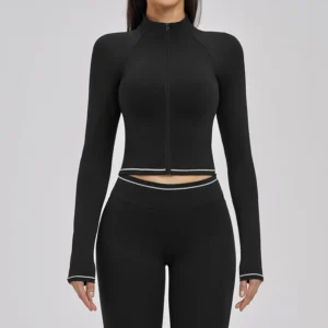 Contrast Color Brushed Yoga Jacket Manufacturer