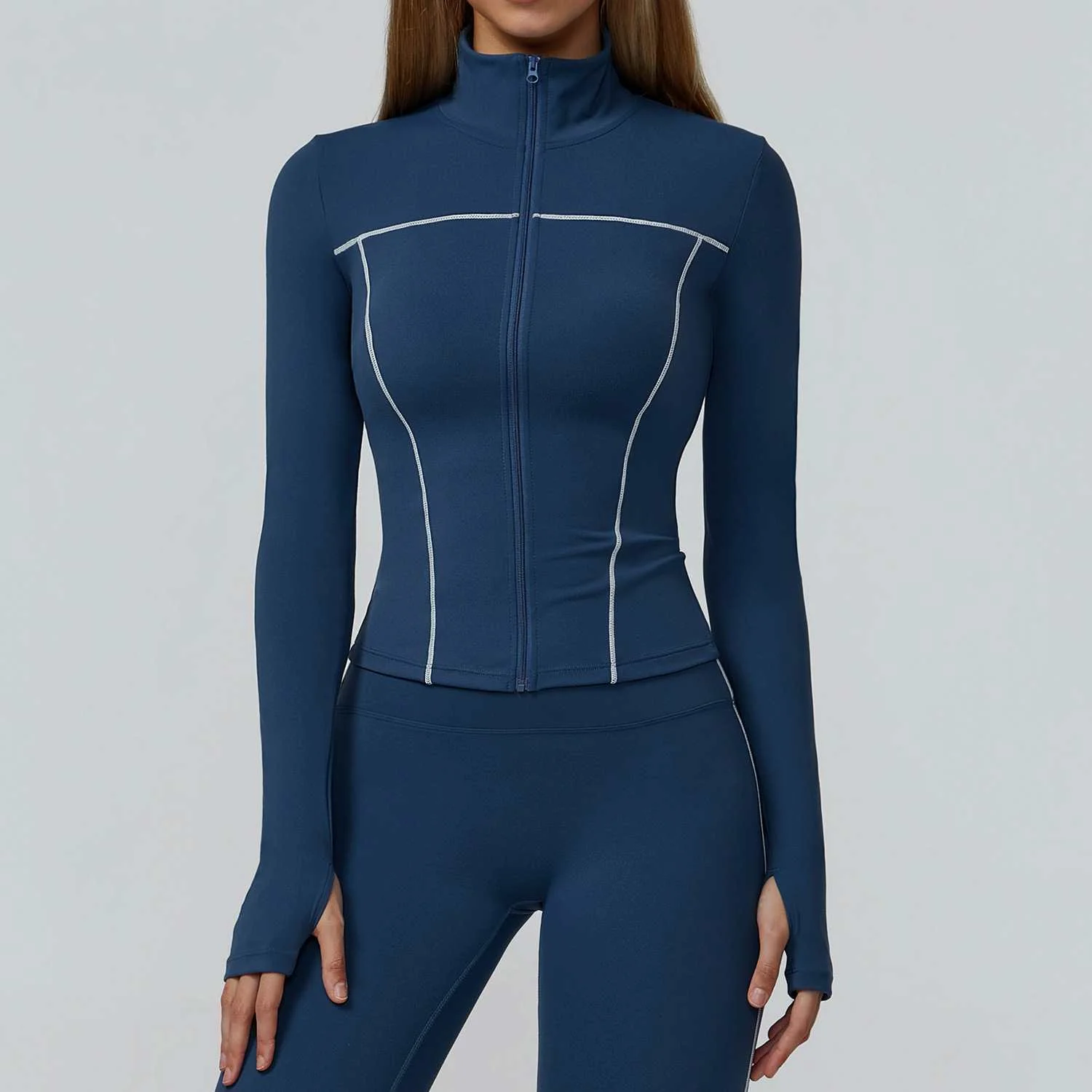 Contrast Color Brushed Zip-Up Yoga Jacket Manufacturer - Custom OEM Private Label Activewear