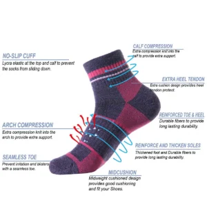 Fall-Winter Women's Solid Design Breathable Eco-Friendly Cushioned Seamless Sport Wool Socks for Outdoor Sports