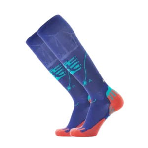 Quick Dry Anti-Bacterial Breathable Knitted Digital Printing Autumn Sport Athletic Running Knee High Riding Compression Socks