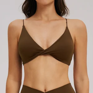 Twist Front Strappy Back Yoga Bra